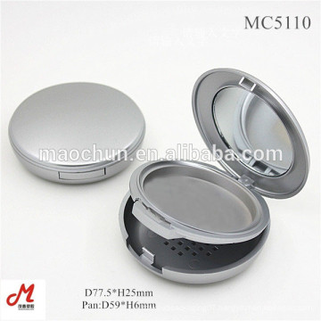 Matte silver round empty compact powder 59mm